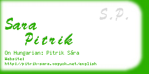 sara pitrik business card